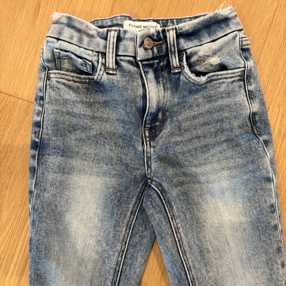 Flying Monkey Jeans Womens 22 Blue Distressed High Rise Flare - Picture 4 of 10